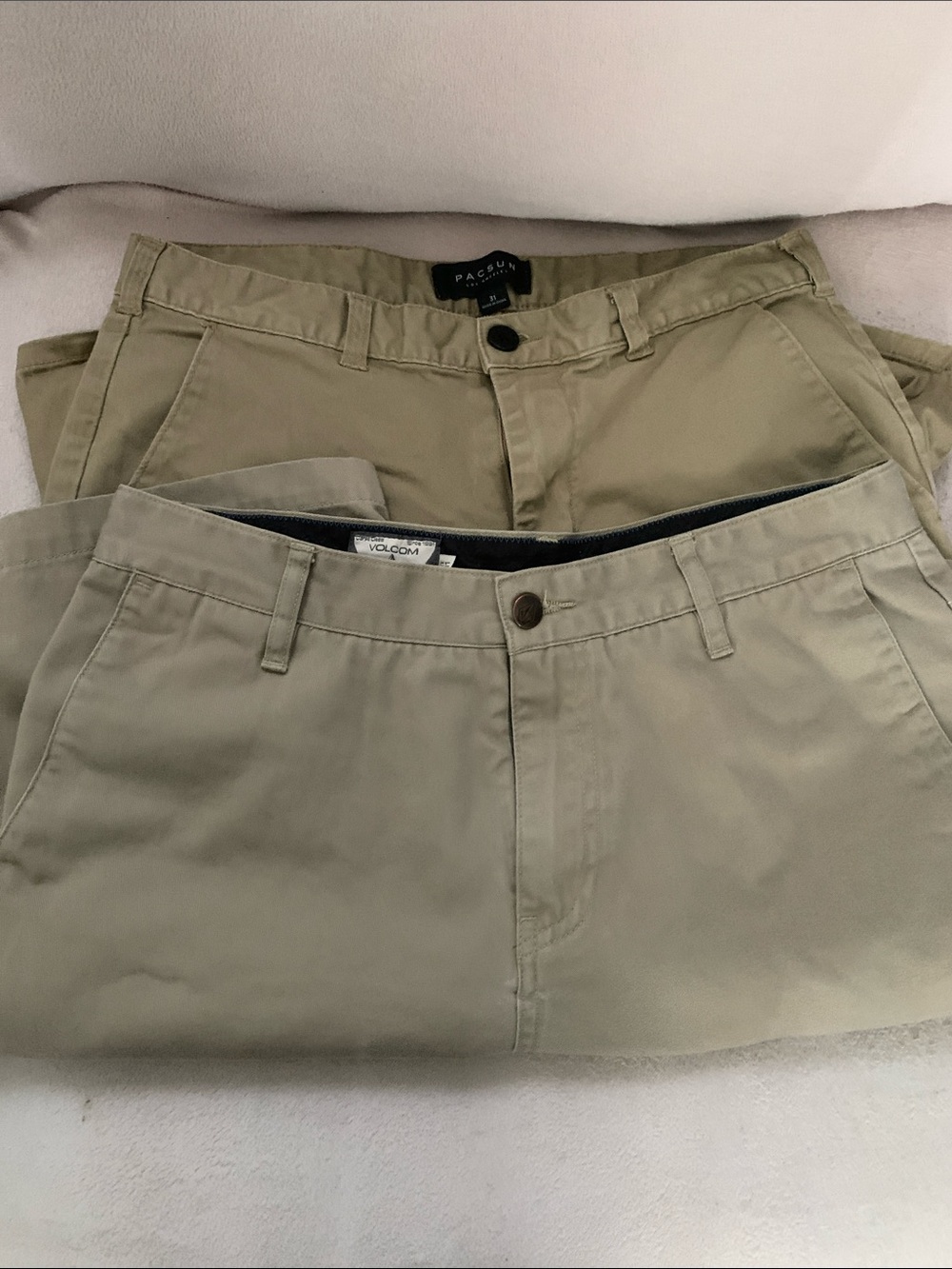 Volcom Men's Chino Pants in Light Tan and Khaki